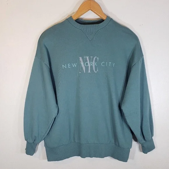Vintage NYC Teal Green Crewneck Sweatshirt - Picture 1 of 5